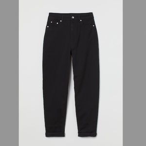 Black Mom-Fit Twill Pants